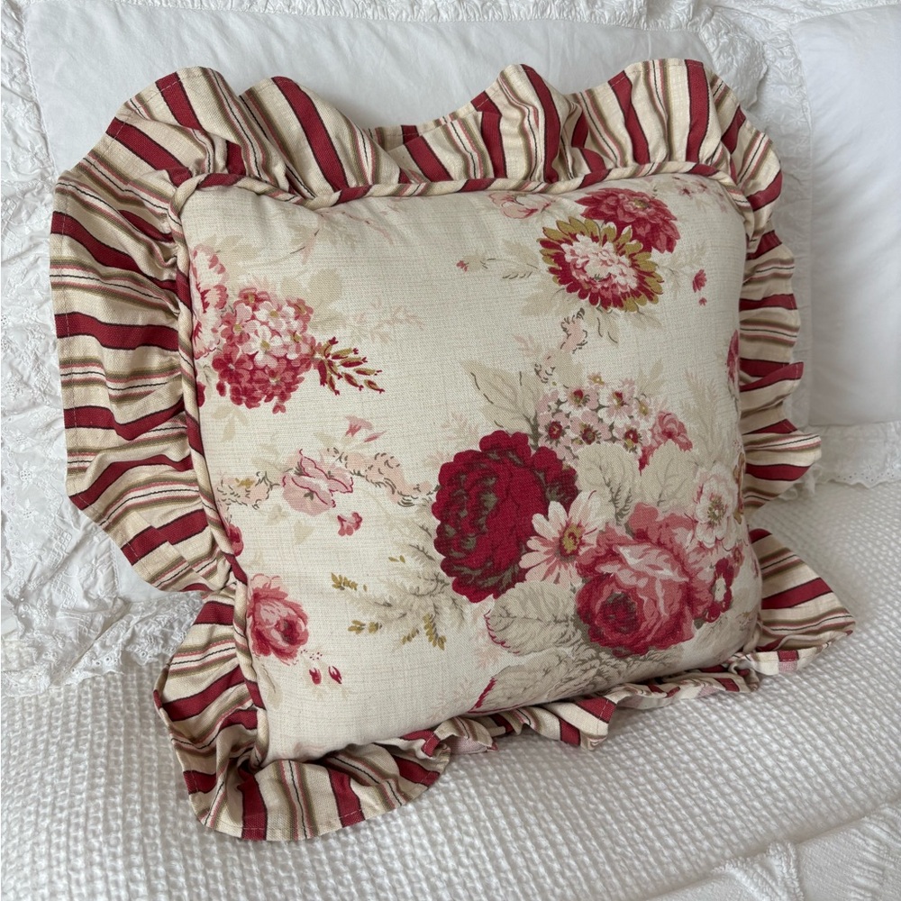 Waverly Floral Ruffled Throw Pillow